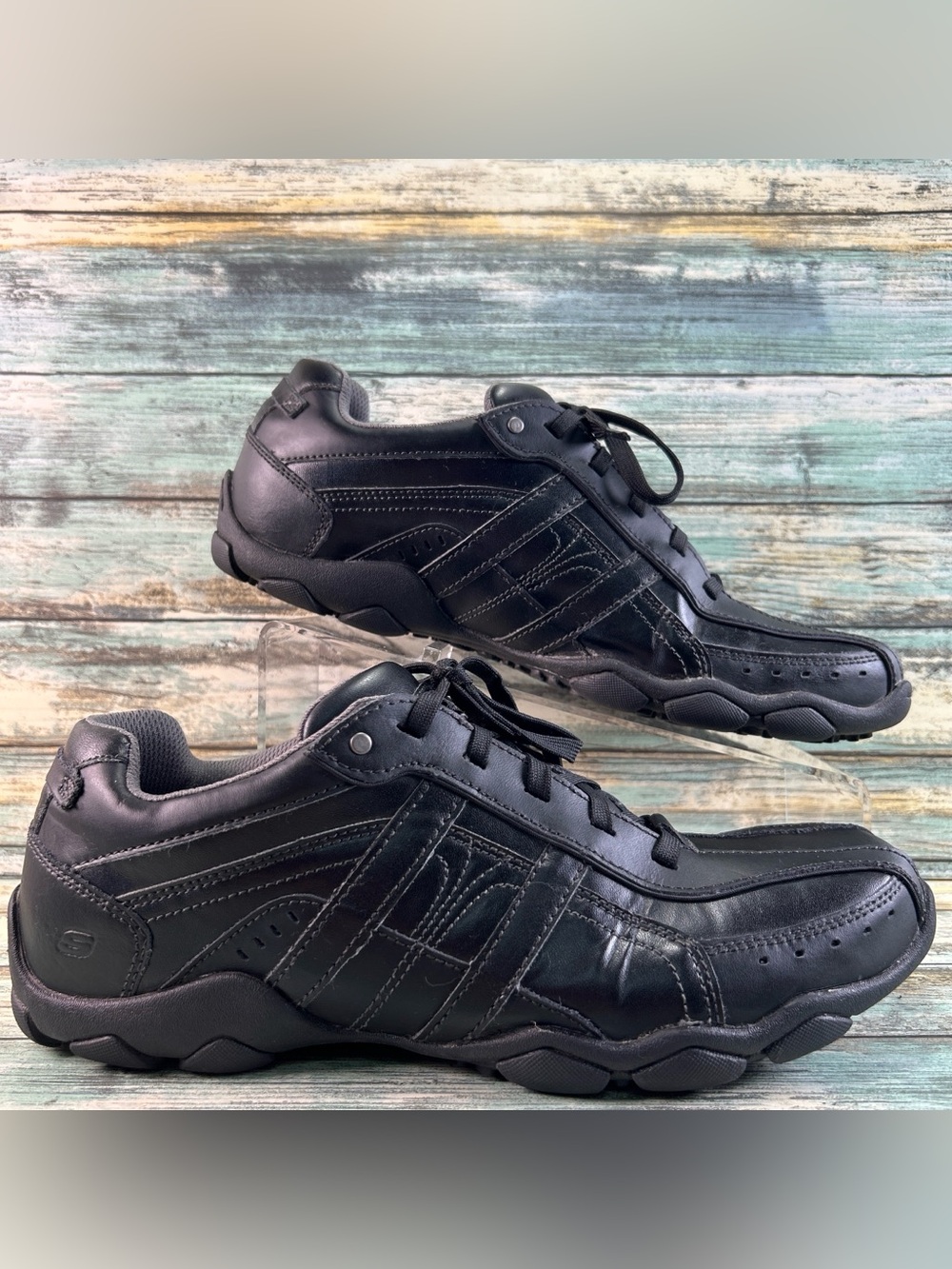SKECHERS Diameter Murilo Sneakers Mens 9.5 Black Leather Casual Athletic Shoes